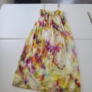 Y2K Fairy Grunge Whimsy Dress Women 6 Silk Maxi Empire Waist Spaghetti Babydoll